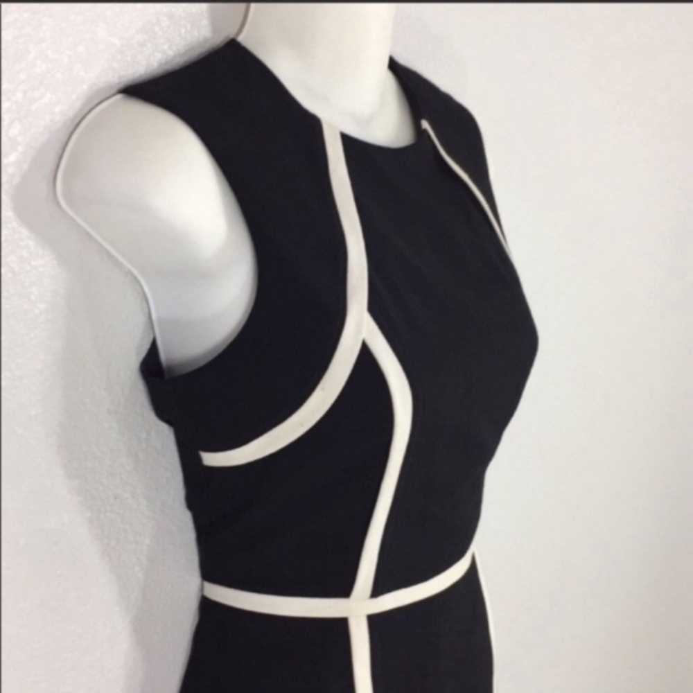 Calvin Klein black white frame trim sleeveless sheath dress 4 - Picture 5 of 9